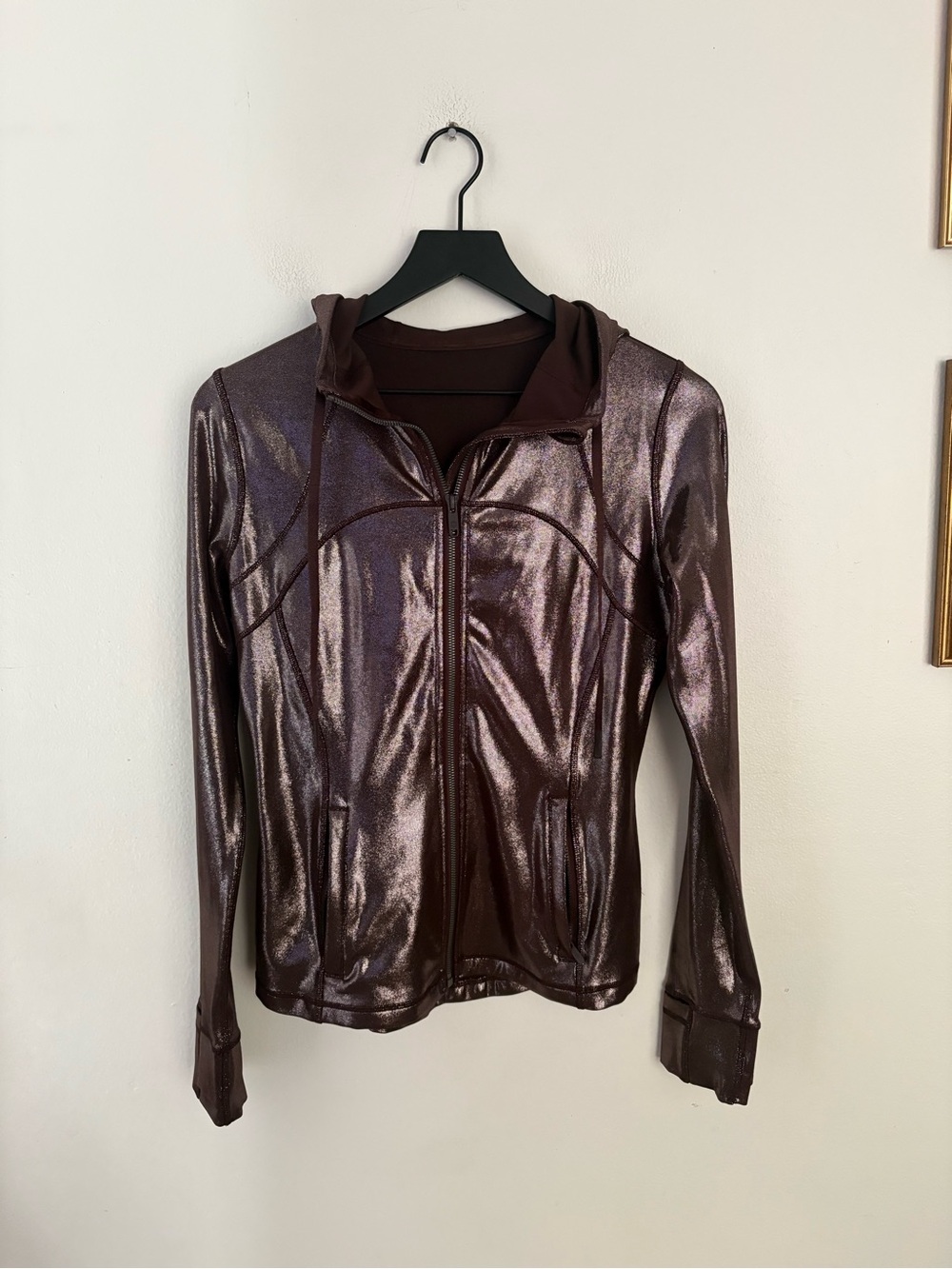 Lululemon Hooded Define Jacket Shine foil French press Brown LW4BSNS Size 8 AC
